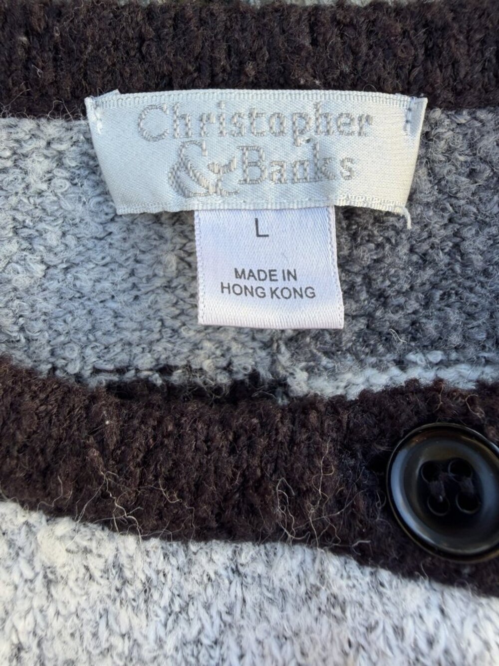 Vintage Y2K Christopher Banks colorblock buffalo plaid cottage cabin cardigan L - Picture 5 of 10